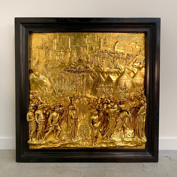 Three Italian gilded bronze relief panels from "The Gates of Paradise"