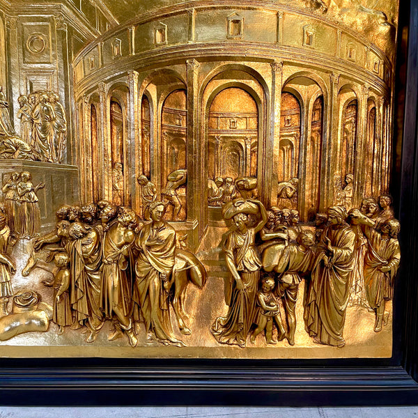 Three Italian gilded bronze relief panels from "The Gates of Paradise"