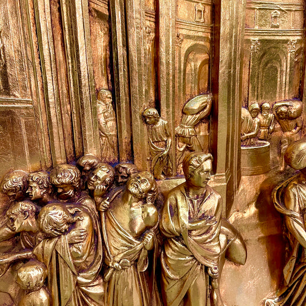 Three Italian gilded bronze relief panels from "The Gates of Paradise"
