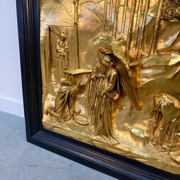 Three Italian gilded bronze relief panels from "The Gates of Paradise"
