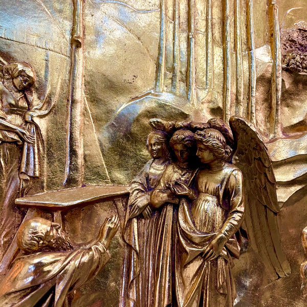 Three Italian gilded bronze relief panels from "The Gates of Paradise"