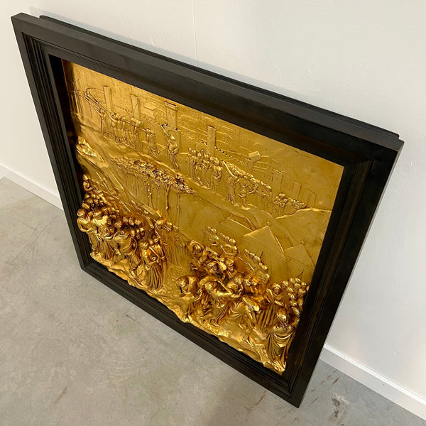Three Italian gilded bronze relief panels from "The Gates of Paradise"