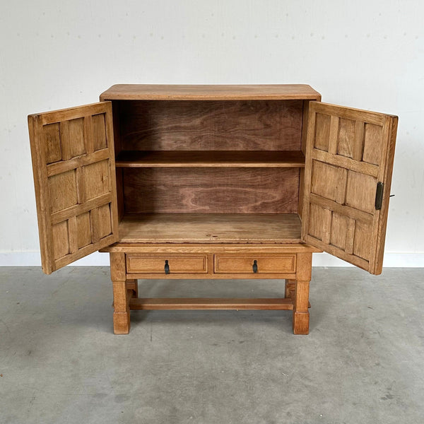 Spanish oak cabinet in Brutalist style, 1970s