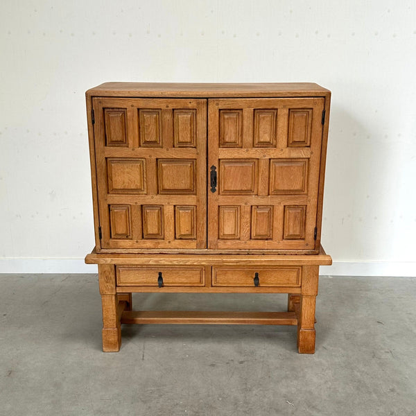 Spanish oak cabinet in Brutalist style, 1970s