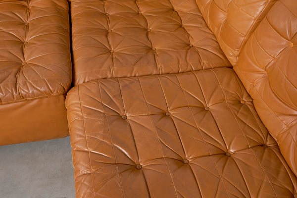 Cognac leather lounge sofa, laauser 1970s