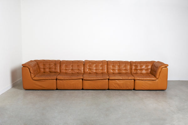 Cognac leather lounge sofa, laauser 1970s