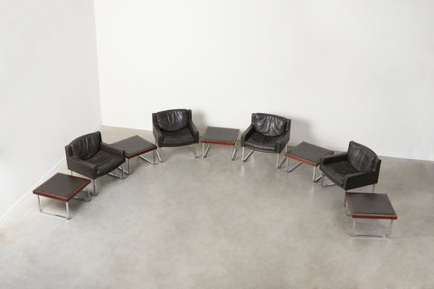 Robert Haussmann executive chairs with sidetables, 1970s