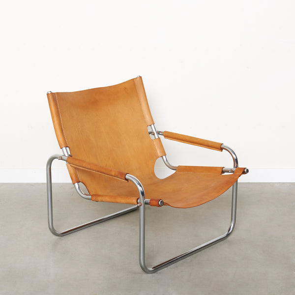 Vintage Saddle leather lounge chair, 1960s