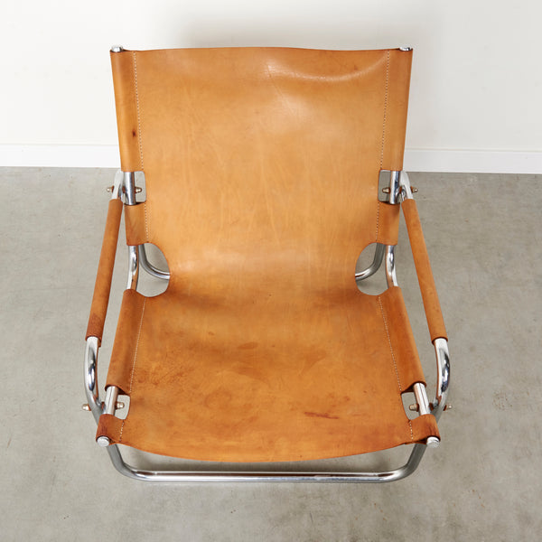 Vintage Saddle leather lounge chair, 1960s