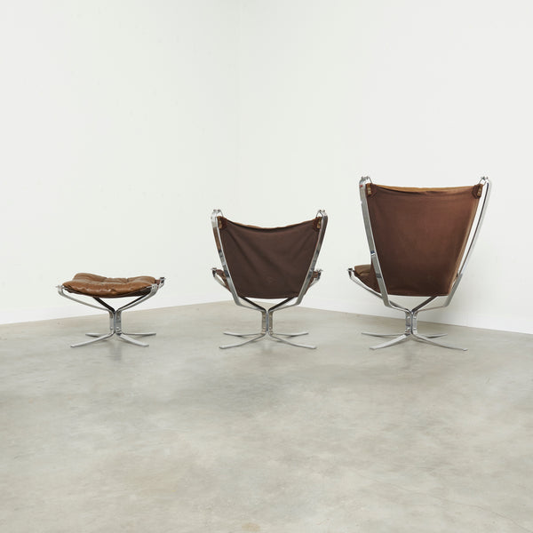 Falcon chairs with hocker by Sigurd Ressell, 1970s