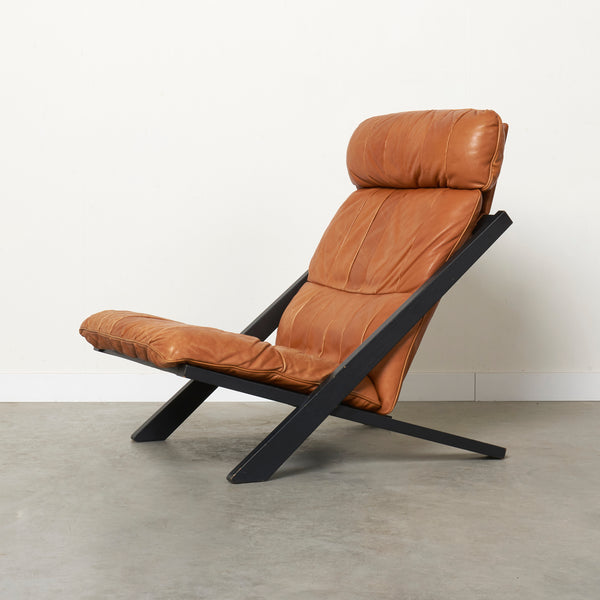 Cognac leather lounge chair by Ueli Berger, De Sede DS80