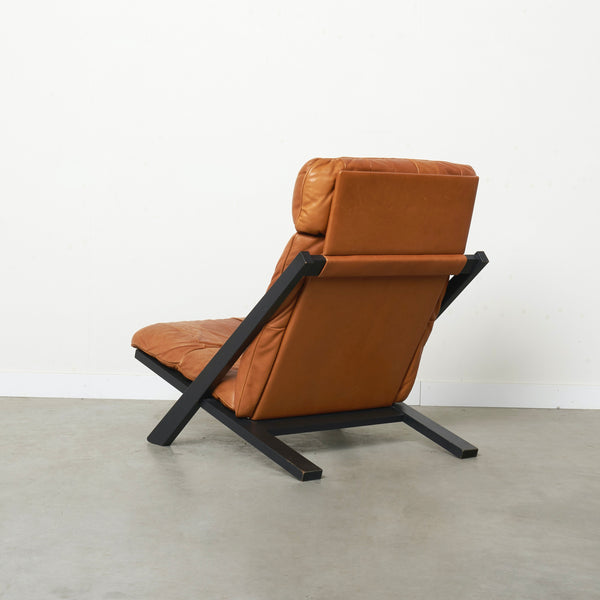 Cognac leather lounge chair by Ueli Berger, De Sede DS80