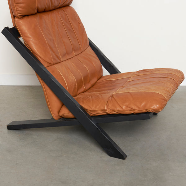 Cognac leather lounge chair by Ueli Berger, De Sede DS80