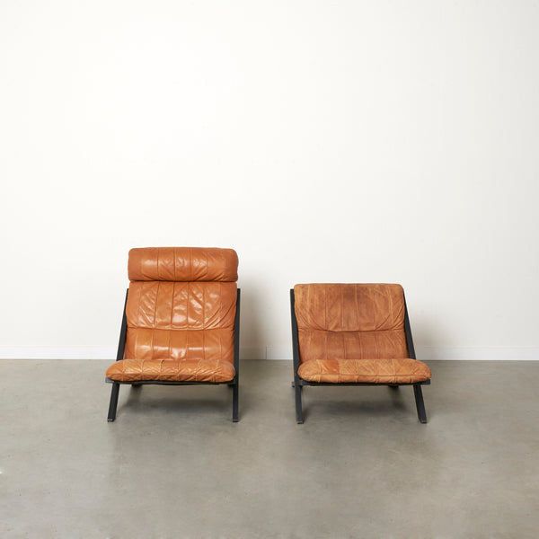 Cognac leather lounge chair by Ueli Berger, De Sede DS80