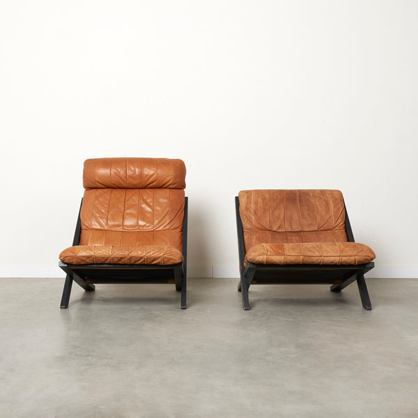 Cognac leather lounge chair by Ueli Berger, De Sede DS80