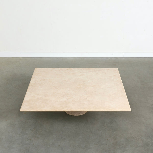 Large travertine coffee table: Up & Up / Angelo Mangiarotti