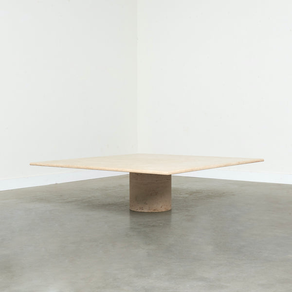 Large travertine coffee table: Up & Up / Angelo Mangiarotti