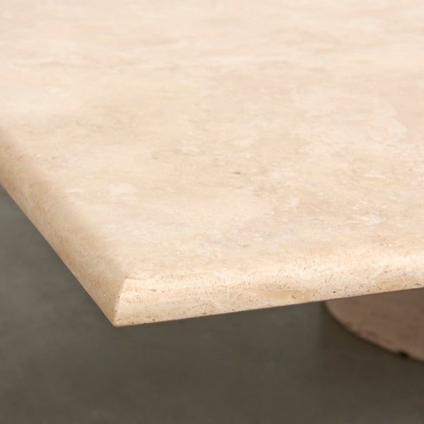 Large travertine coffee table: Up & Up / Angelo Mangiarotti