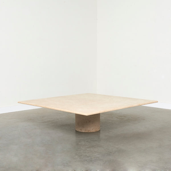 Large travertine coffee table: Up & Up / Angelo Mangiarotti