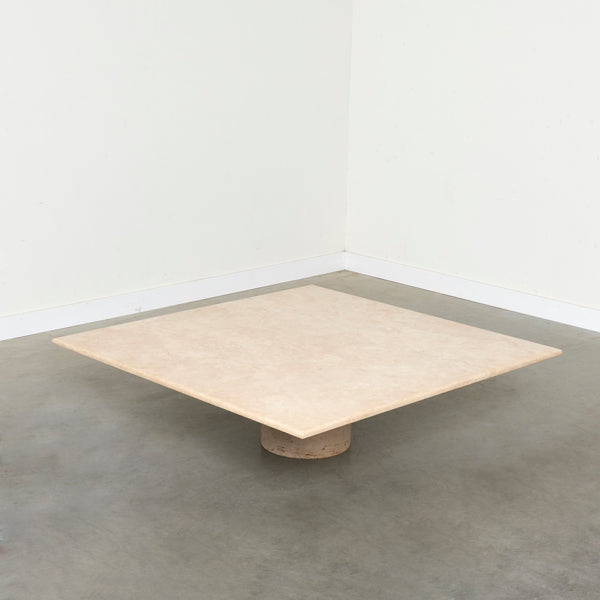 Large travertine coffee table: Up & Up / Angelo Mangiarotti