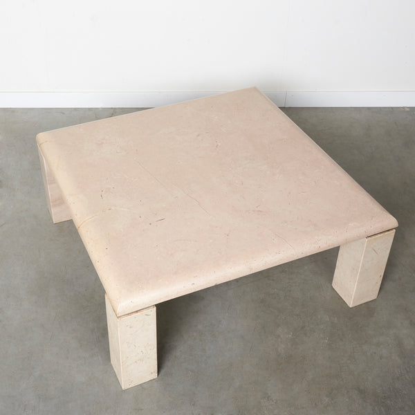 1980s Square travertine coffee table