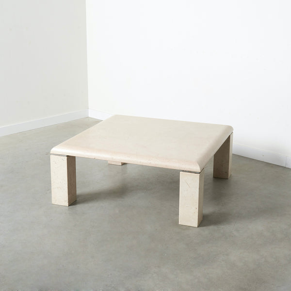 1980s Square travertine coffee table