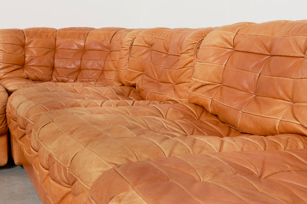 Cognac leather De Sede element sofa DS11