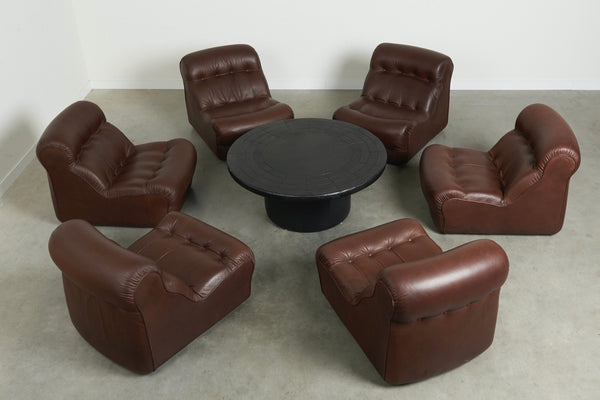 Unique leather lounge set, France 1970s