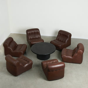 Unique leather lounge set, France 1970s