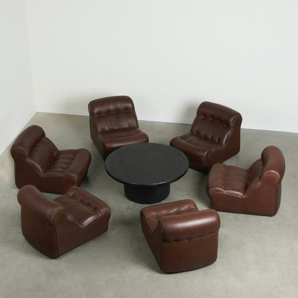 Unique leather lounge set, France 1970s