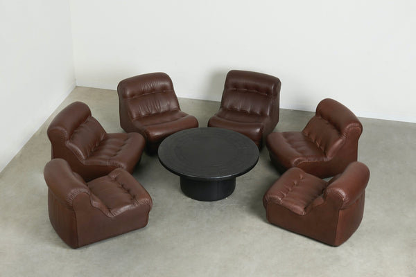 Unique leather lounge set, France 1970s