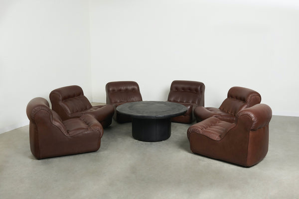 Unique leather lounge set, France 1970s