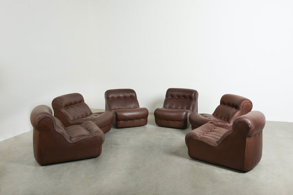 Unique leather lounge set, France 1970s