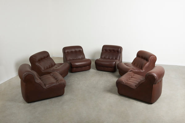 Unique leather lounge set, France 1970s