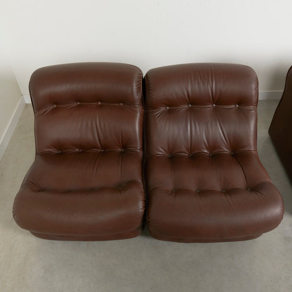 Unique leather lounge set, France 1970s