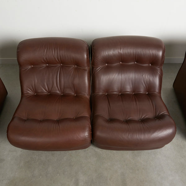 Unique leather lounge set, France 1970s