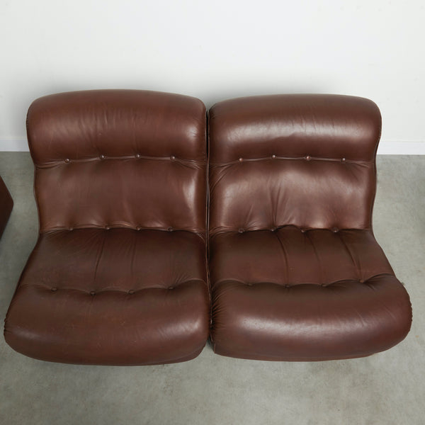 Unique leather lounge set, France 1970s