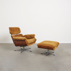 Giroflex lounge chair with hocker, 1960s