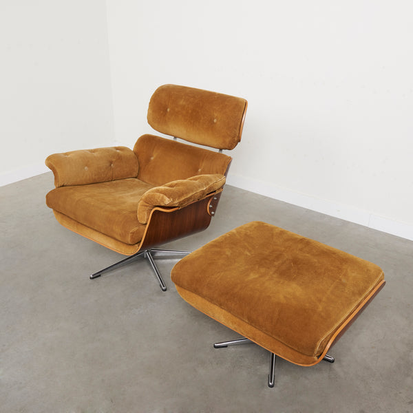 Giroflex lounge chair with hocker, 1960s