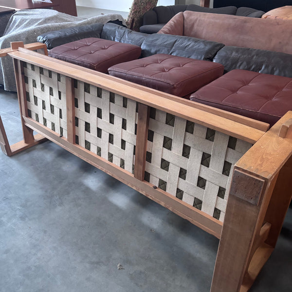 Leather 3 seat lounge sofa in "Bonanza" style, 1970s