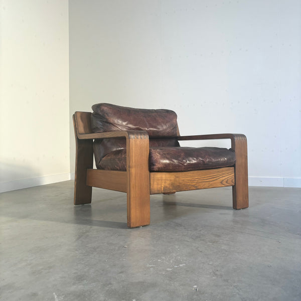 Vintage 1970s lounge chair in brutalist style