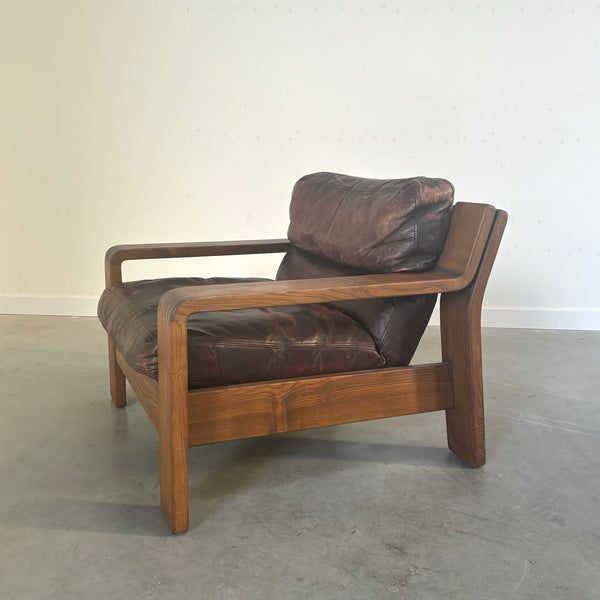 Vintage 1970s lounge chair in brutalist style