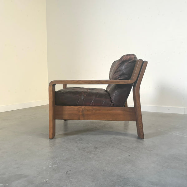 Vintage 1970s lounge chair in brutalist style