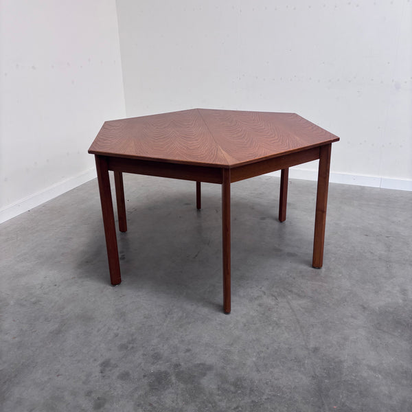 Rare hexagon oak dining table, 1970s