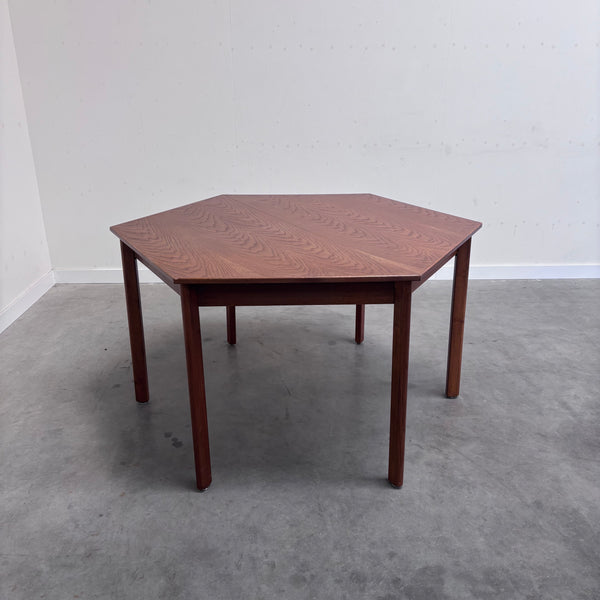 Rare hexagon oak dining table, 1970s