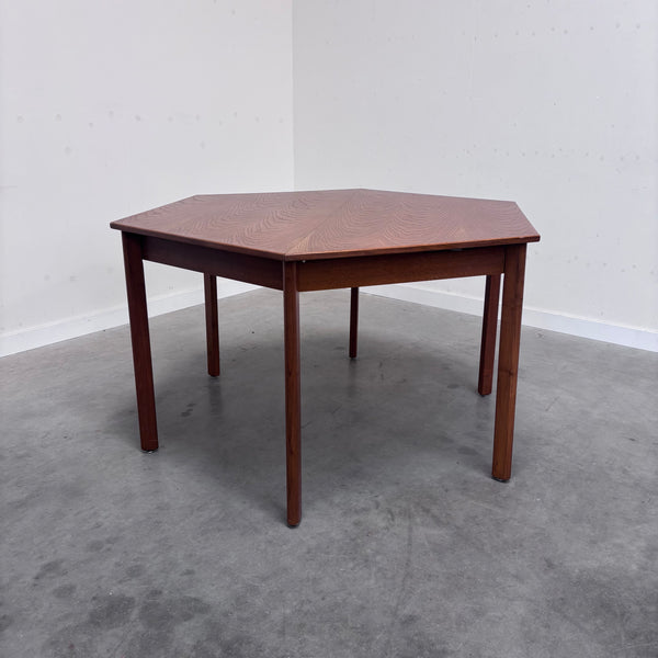 Rare hexagon oak dining table, 1970s