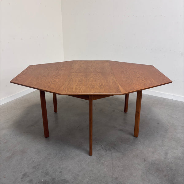 Rare hexagon oak dining table, 1970s