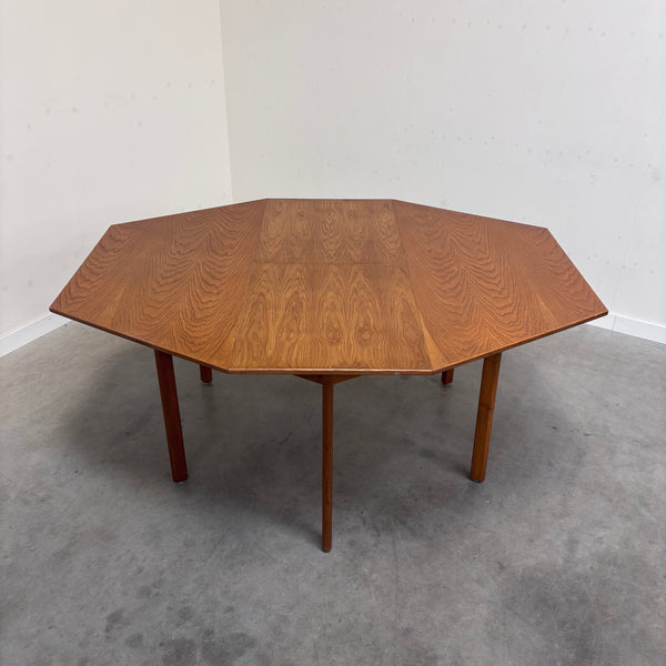 Rare hexagon oak dining table, 1970s