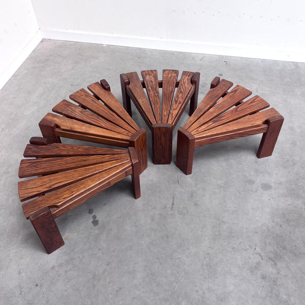 Set AWA oak side tables by Dittmann, 1960s