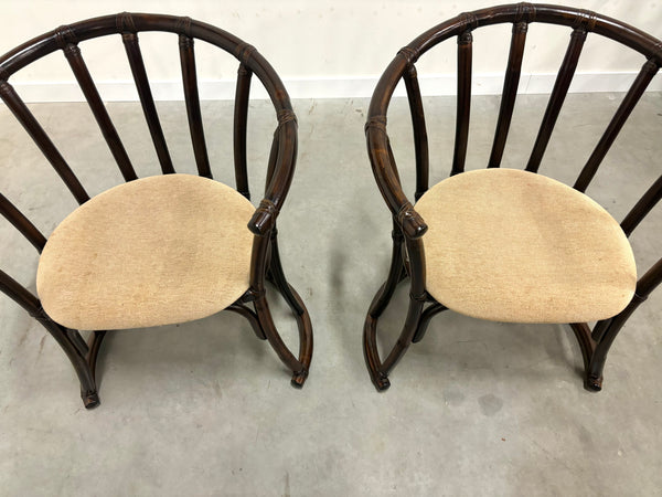 Set vintage bamboo dining chairs, 1970s